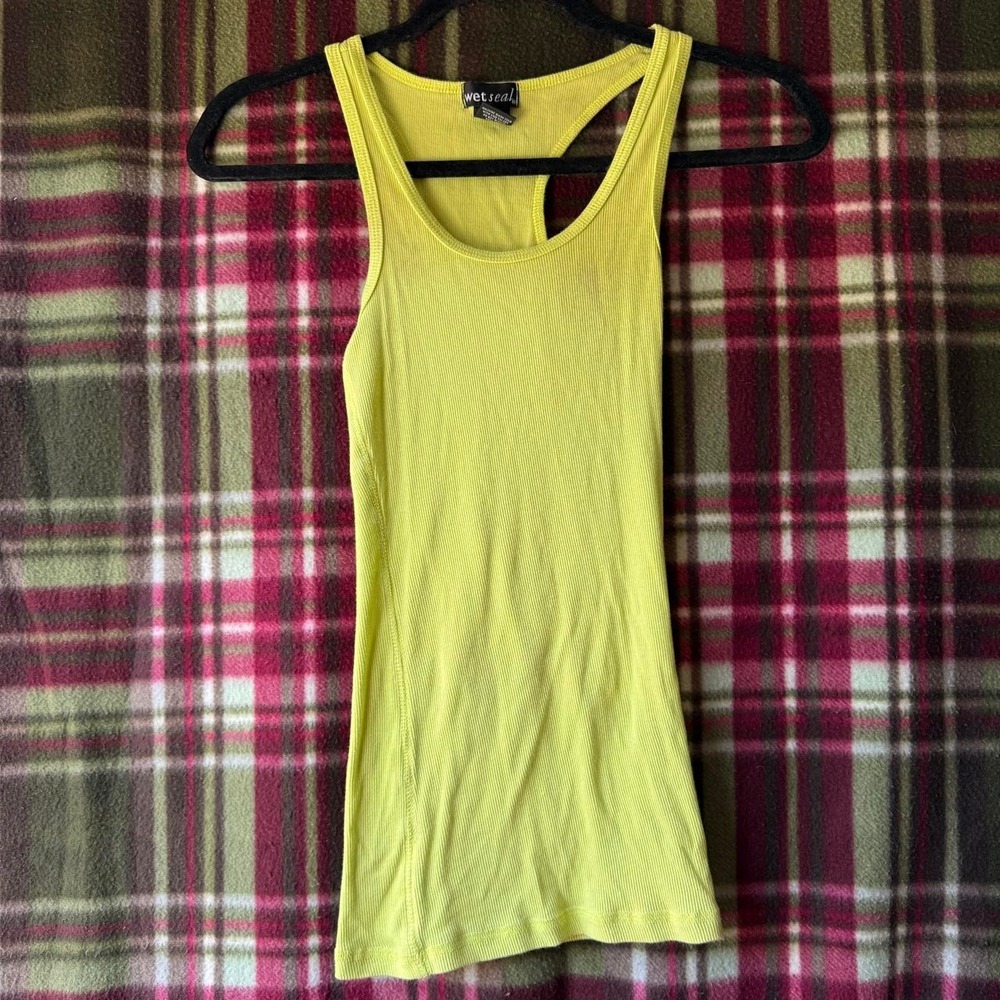 Lime Green Ribbed Racerback Tank Top Wet Seal S